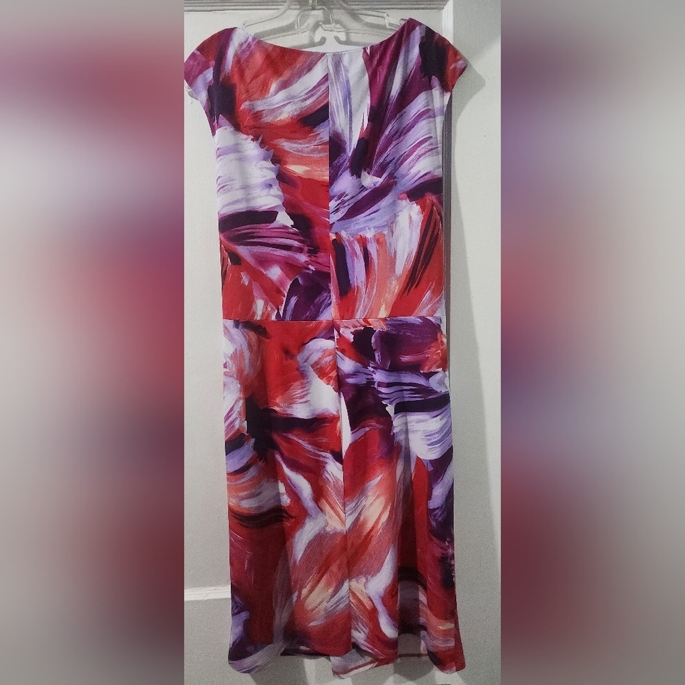 Evan Picone Red and Purple Asymmetrical Dress - Picture 2 of 3